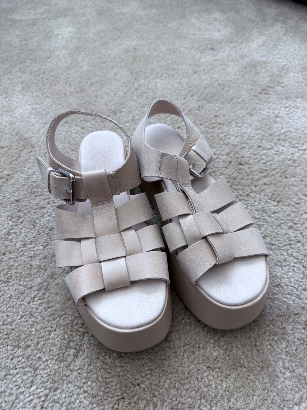 Pilcro Anthropologie Leather Platform Fisherman Sandals